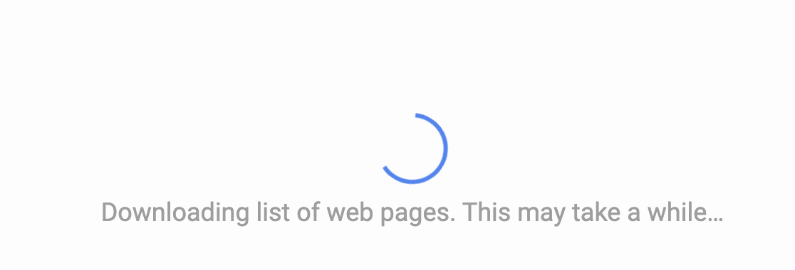 The progress bar while the pages are being searched for.