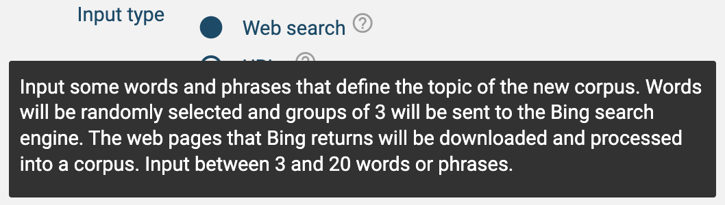 The tooltip opened by the question mark, explaining each collection mode.