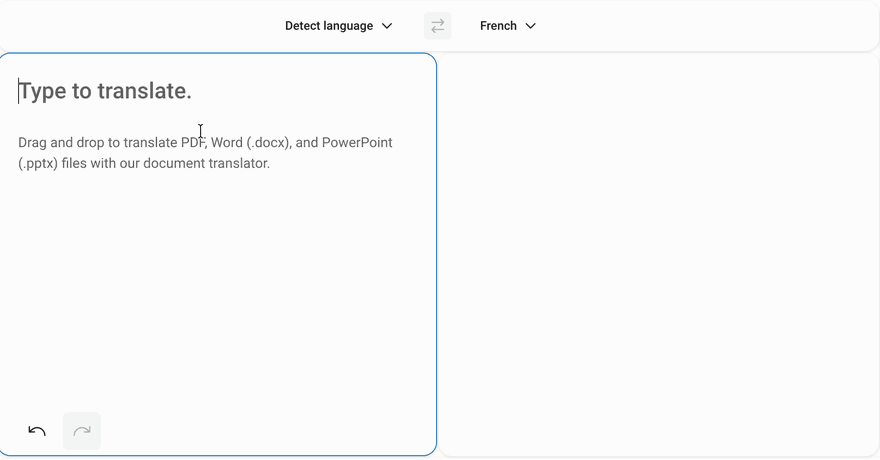 A screen recording of DeepL translating from English into French as the text is typed. I am a businessperson becomes Je suis un homme d'affaires. When the second line, I am a beautiful businessperson, is typed, the translation of both lines changes to Je suis une femme d'affaires and Je suis une belle femme d'affaires.