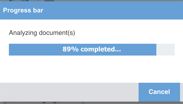 Une barre de progression pendant la création du projet.